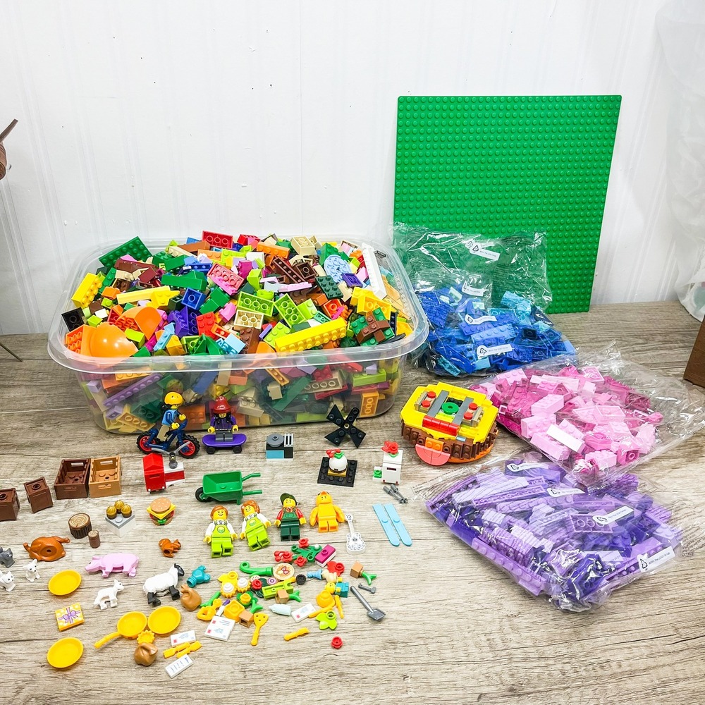 LEGO Bulk Lot Mixed Bricks Minifigures Animals Baseplate Sealed Color Bags